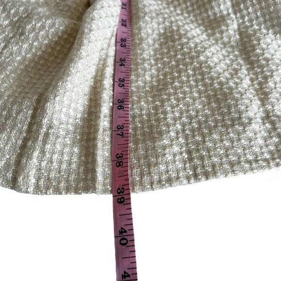 Elizabeth McKay New York Wool Fit & Flare Midi Dress Cream Textured Belted Size - Picture 6 of 11